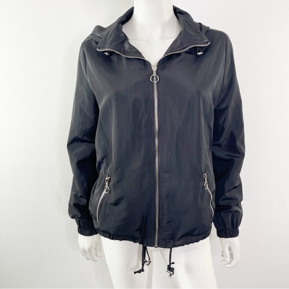 Caribbean Joe Women's Black Long Sleeve Zip Up Windbreaker Jacket Size S